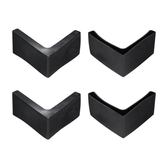 4 Pack 3-1/8" Bed Frame End Caps, Rubber L-Shape Angle Iron Foot Pad Leg Protector, Anti-Slip Leg Caps Edge Corner Furniture End Covers for Furniture Shelves, Black