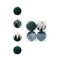 thumbnail image 1 of 4-Pack 3.14in Flocked Christmas Ornaments Set Red White Blue Yellow Green Brown Tree Decor Hanging Balls(Green), 1 of 6