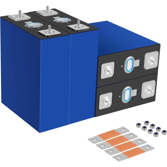 4 Pack 3.2V 320Ah LiFePO4 Lithium Battery Cell A Grade 8000 Life Cycles & 10-Year LifeSpan Deep Cycle Rechargeable & Electric-Vehicle Grade Ideal for DIY