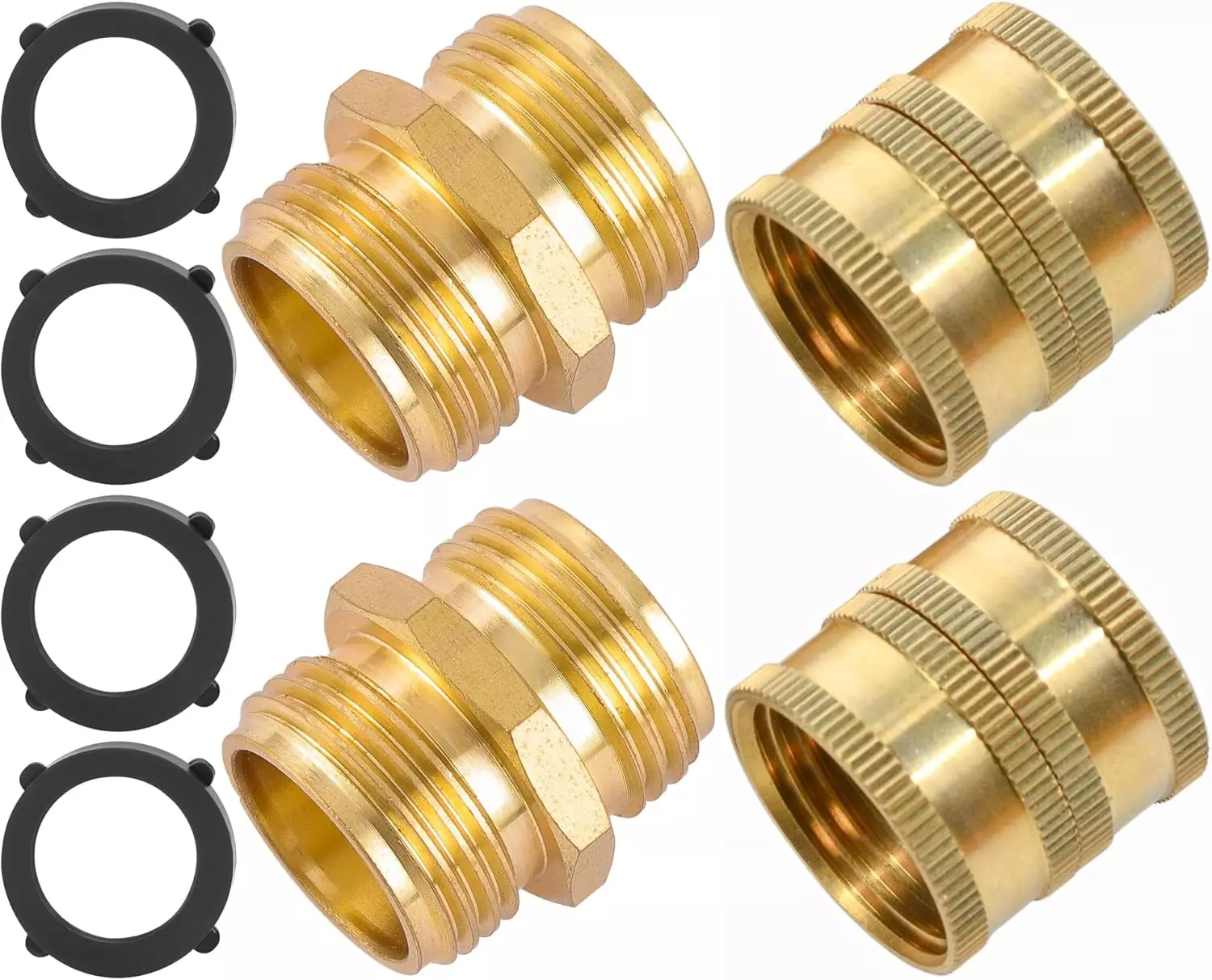 4 Pack 3/4 Inch Brass Garden Hose Connector,Female To