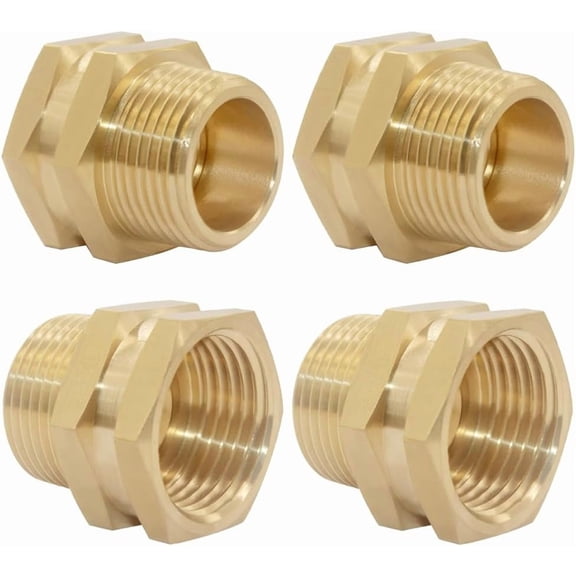 4 Pack 3/4 Inch Female GHT Male NPT Thread Brass Pipe Fittings Adapter