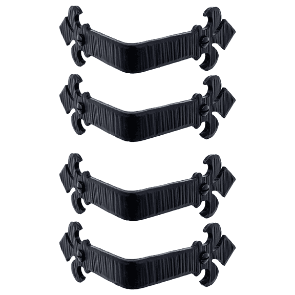 4 Pack | 3.5" Hand Forged Iron Decorative Corner Protector Angle Guard Bracket | Fleur De Lis Series by Borderland Rustic Hardware | Black Finish | for Tables, Chests, Benches, & Furniture