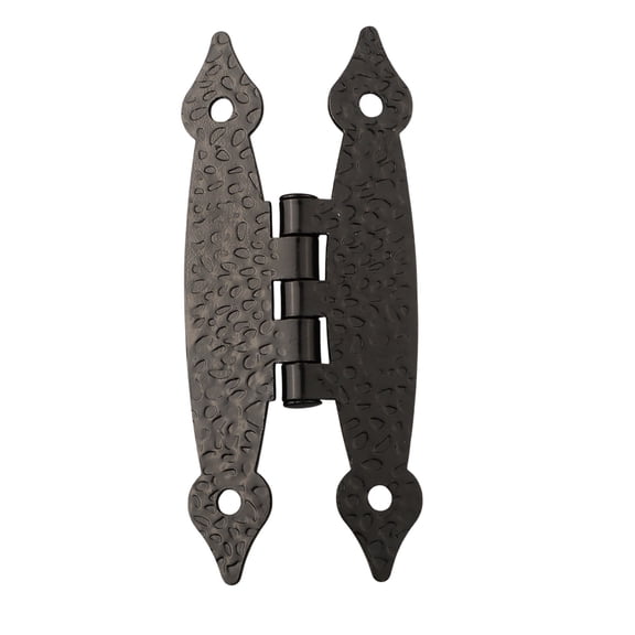 4 Pack 3.5 Inch Antique Iron H-Shaped Cabinet Hinge, Black Cast Iron Door Hinges for Kitchen Cupboard Wardrobe Dresser Furniture, Retro Style Hardware with Screws