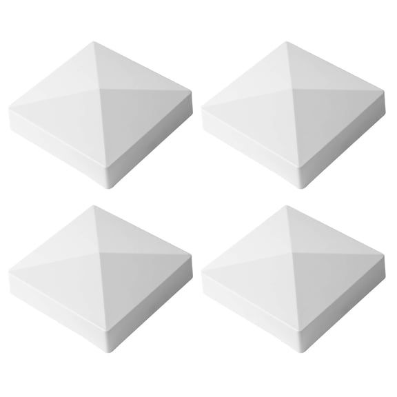 4 Pack 3.5 Inch Vinyl Fence Post Caps White Waterproof Pyramid Cover for Outdoor Use