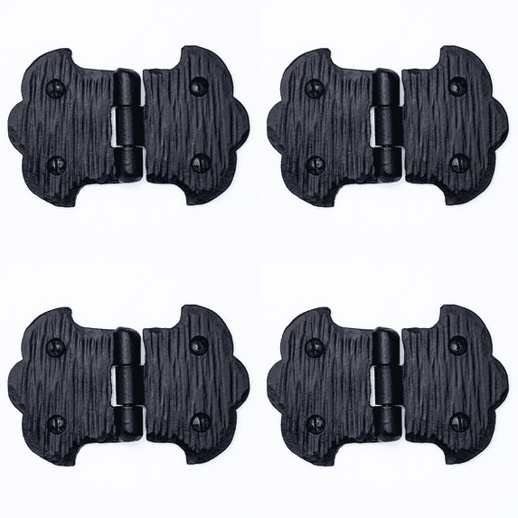 4 Pack 3.5 inch Decorative Hinges Black Wrought Iron Hinges Decorative Hinges Small Flush Mount Western Style Hinges Vintage Furniture Hardware The Farmhouse Series by Borderland Rustic Hardware