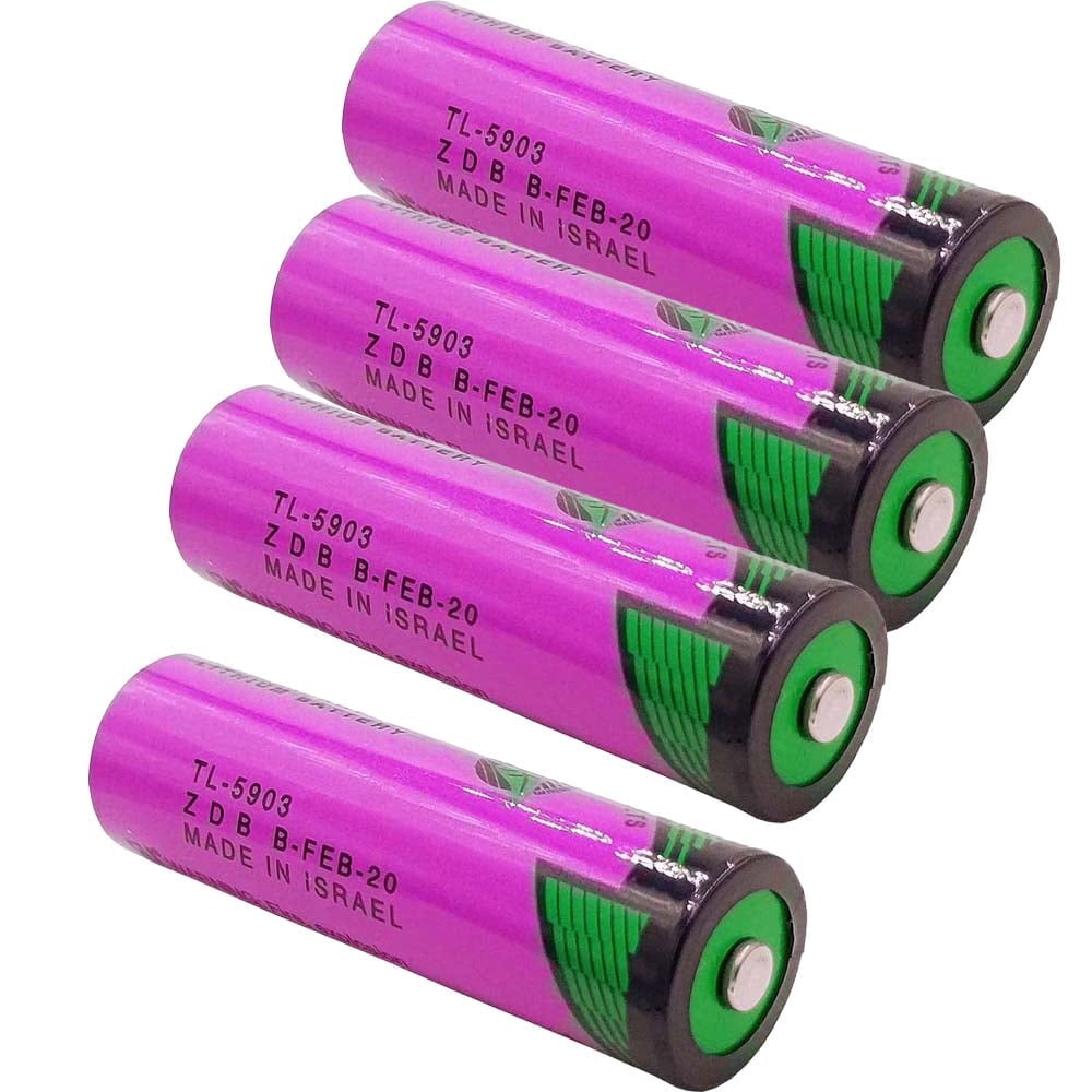 (4-Pack) 3.6V 2400mAh TL-5903 AA Lithium Battery for Tadiran TL-5903 SL-360 S7-400 ER14505 TL-2100 6ES7971-0BA00, for Siemens S7-400 PLC Machine