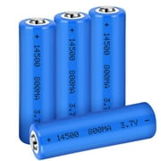 4-Pack 3.7V 14500 Battery 800mAh Li-Ion Rechargeable Batteries for Flashlight ,Toys,keyboard and mouse