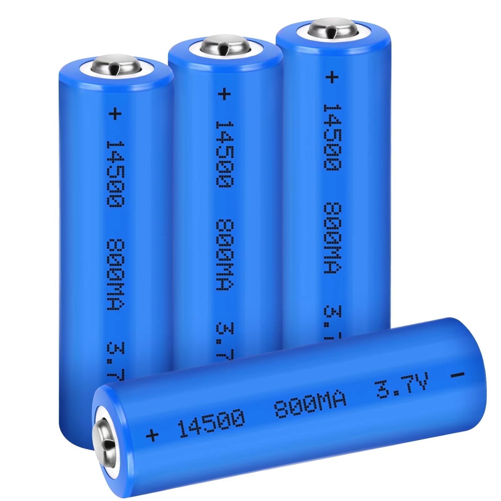 4-Pack 3.7V 14500 Li-Ion Rechargeable Batteries
