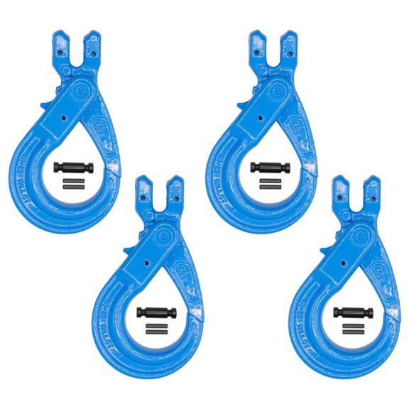 4 Pack 3/8" G100 Clevis Self-Locking Hook, Blue Alloy Steel, 8,800 lbs WLL  Heavy Duty Rigging Hook for 3/8" Lifting Chains, Wire Ropes, Overhead Lifting & Industrial Use