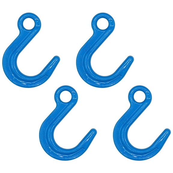 4 Pack 3/8" G100 Eye Foundry Hook for Lifting & Rigging | 8800 LBS WLL | 35200 LBS Break Strength | Fits G100 3/8" Chains Wire Ropes Slings | Blue Alloy Steel