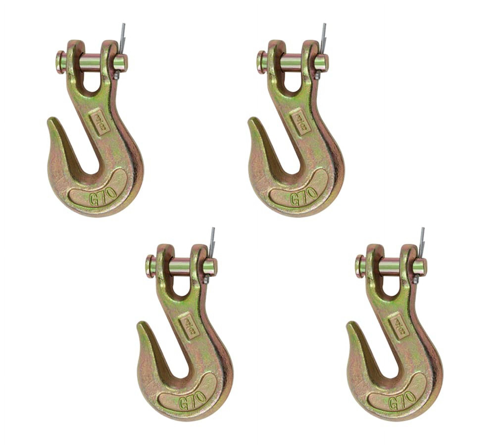 (4 Pack) 3/8 Grade 70 Clevis Grab Hooks Wrecker Tow Chain Flatbed Truck