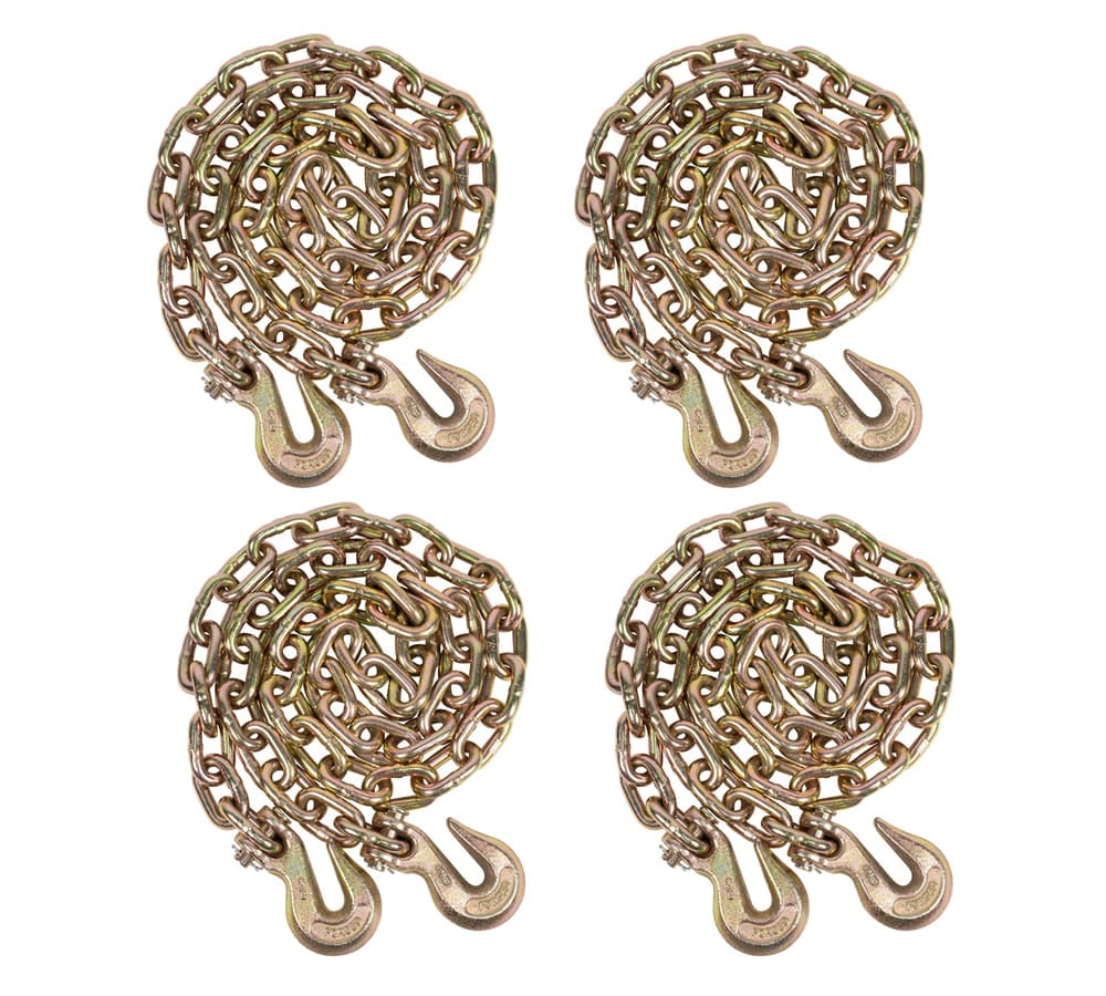 4 Pack 3/8 Inch x 20 FT Grade 70 Binder Chain with Clevis Grab Hooks
