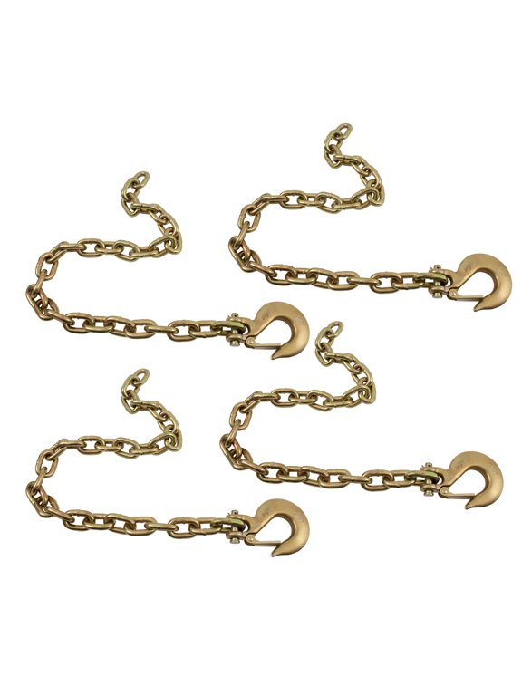 (4 Pack) 3/8" x 36" Trailer Safety Chains with Clevis Grab Hooks & Safety Clip | Grade 70 Binder Towing Trailer Chain