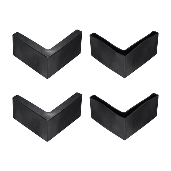 4 Pack 3" Bed Frame End Caps, Rubber L-Shape Angle Iron Foot Pad Leg Protector, Anti-Slip Leg Caps Edge Corner Furniture End Covers for Furniture Shelves, Black