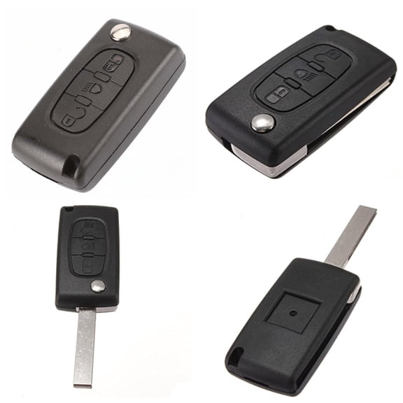 4 Pack 3 Button Remote Key Fob Shell for Citroen Peugeot CE0536 HU83 Uncut Blade Replacement Key Housing without Electronics
