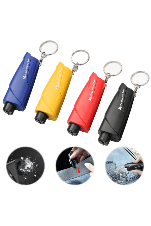 4 Pack 3-In-1 Car Window Breaker And Seatbelt Cutter With Keychain Tool , Car Emergency Escape Tool, Glass Breaker And Seat Belt Cutter, Idea Gift For Family