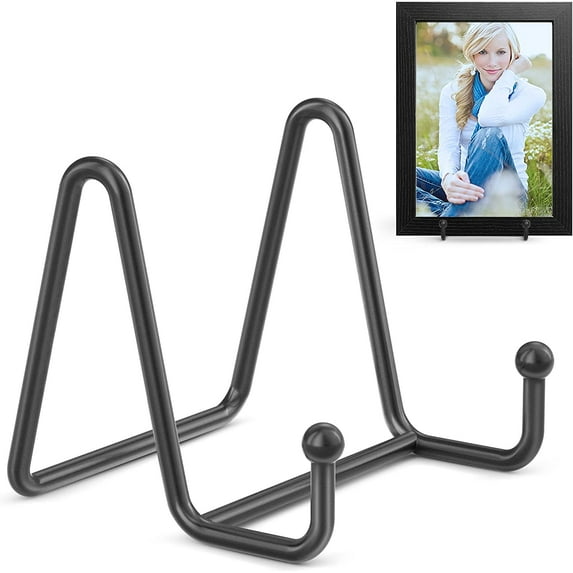 4 Pack 3 Inch Small Display Stands - Plate Holder Stand for Picture Frame, Book, Photo Easel (Black)