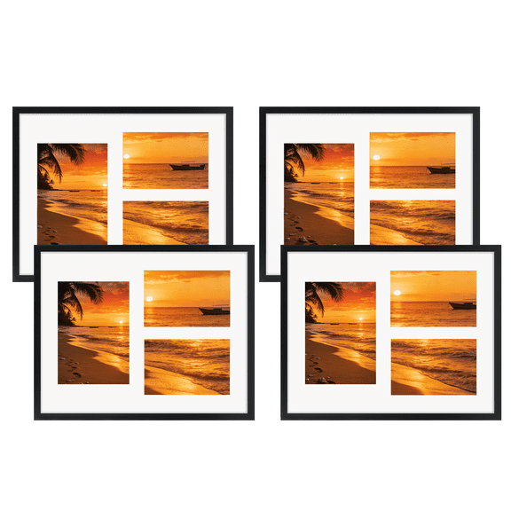 4 Pack 3 Opening Collage Picture Frame, Black
