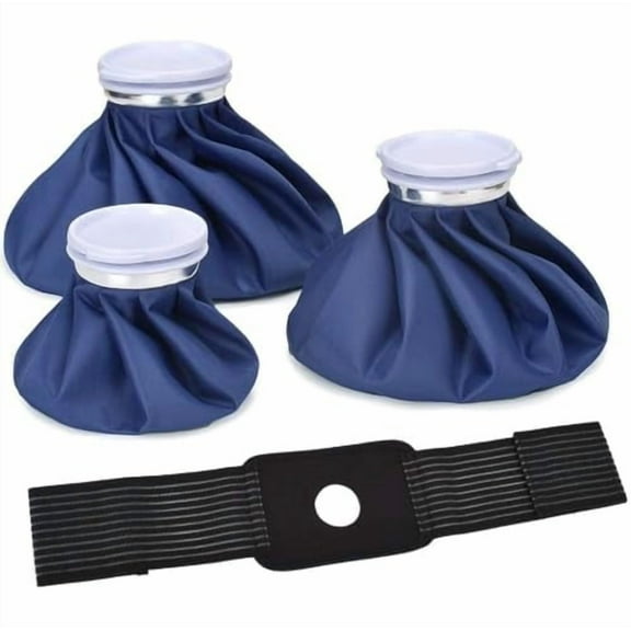 4-Pack 3-Sizes Ice Pack for Injuries Reusable,Ice Bags Hot Water Bag for Hot & Cold Therapy and Pain Relief with Cover,No-Leak Elastic Breathable Ice Bag(6"/9"/11")