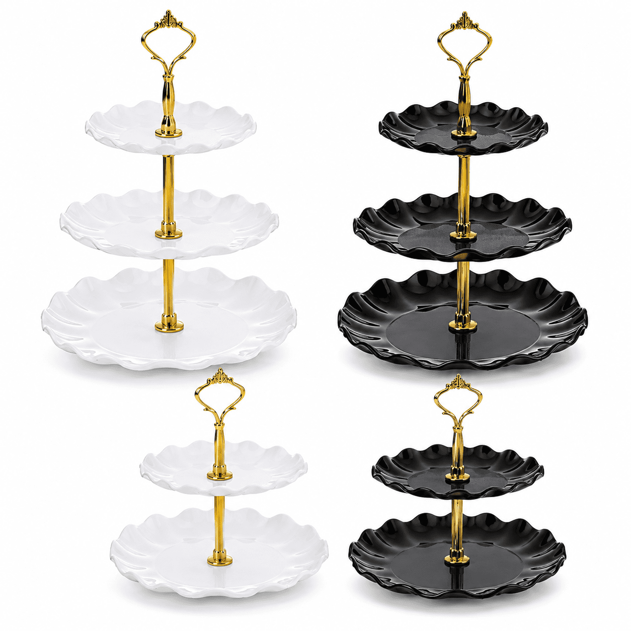 4 Pack 3 Tier Cupcake Dessert Stand, Plastic Tiered Cake Stand Display ...