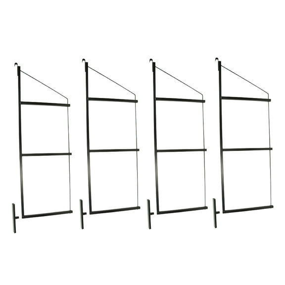 4 Pack of 3 Tier Shipping Container Shelving Bracket with 18"(D) x 60"(H) - Black Powder Coated Steel Shelf Brackets for Heavy Duty Trailer Containers - Easy to Assemble & Remove