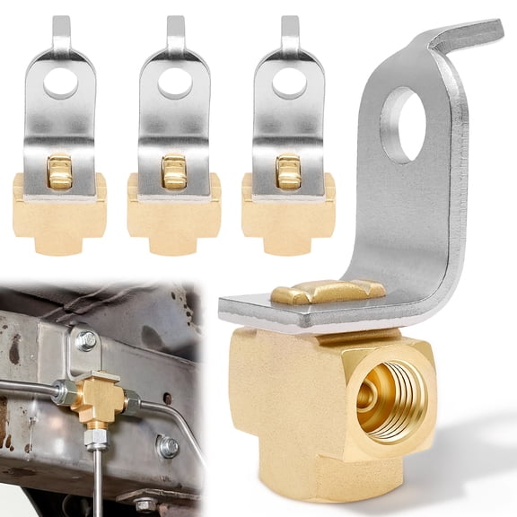 4 Pack 3 Way Brake Line Tee for 3/16" Tube Brass Brake Tee with Mounting Bracket 3/8"-24 Threads Rust Resistant Universal for Fuel Lines