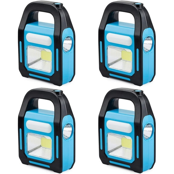 4 Pack 3 in 1 Solar USB Rechargeable Brightest COB LED Camping Lantern, Waterproof Emergency Flashlight LED Light