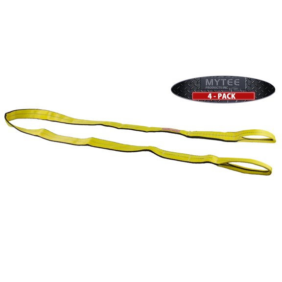 (4 Pack) 3" x 8 ft Web Sling Twisted Eye & Eye 2-Ply Tow Strap Lifting 8800# WLL Vertical