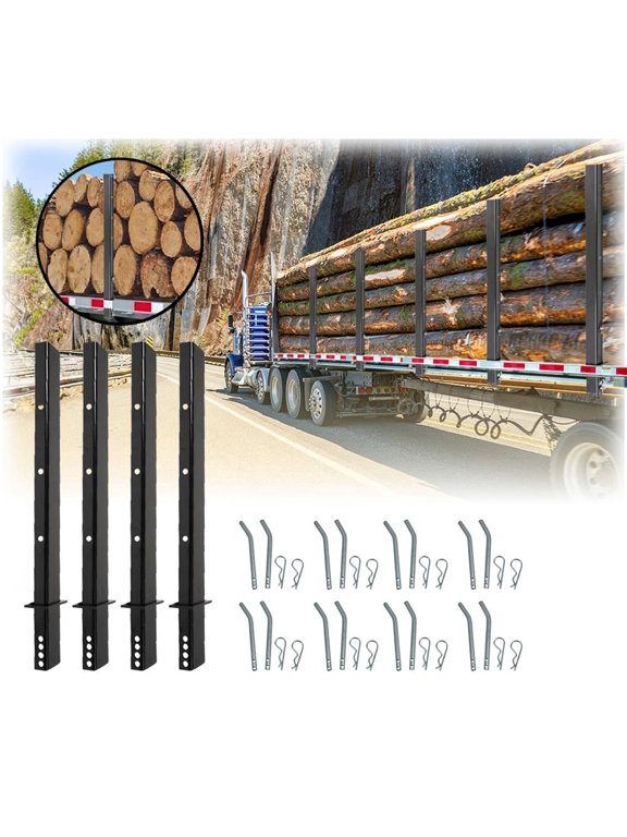 (4 Pack) 30" Adjustable C Channel Pipe Stake for Flatbed Trailer Hauler