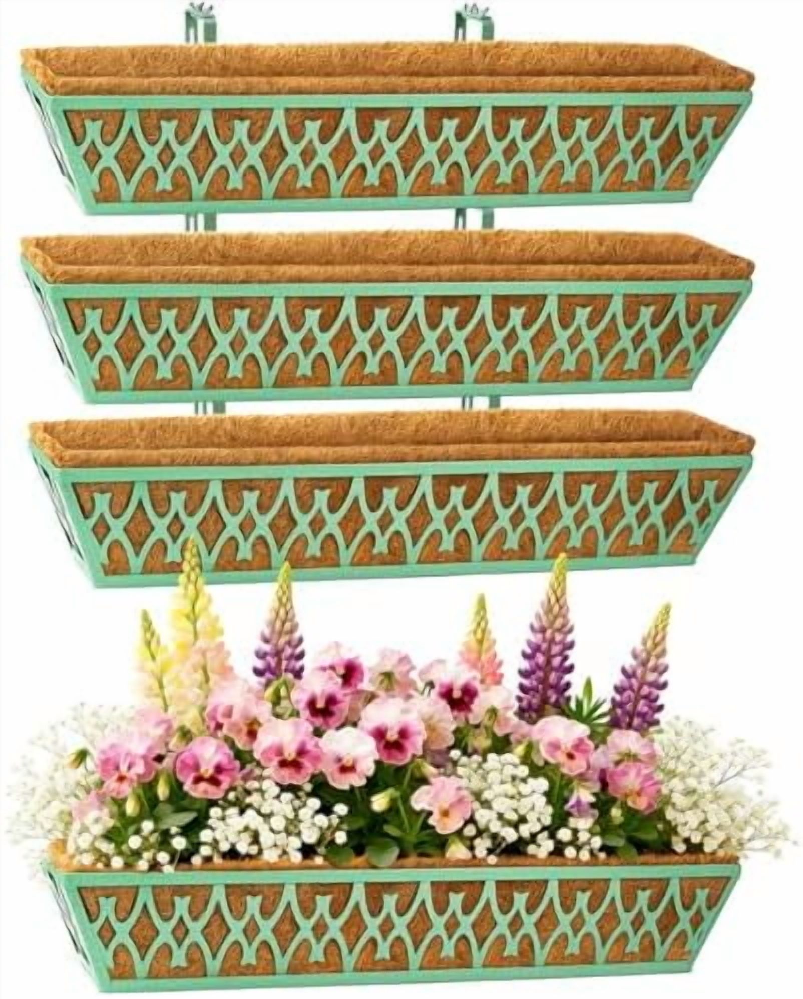 Rugg 30 Inch Window Box 4 Pack 30 Inch Window Boxes Planters Railing Planter Box with ...
