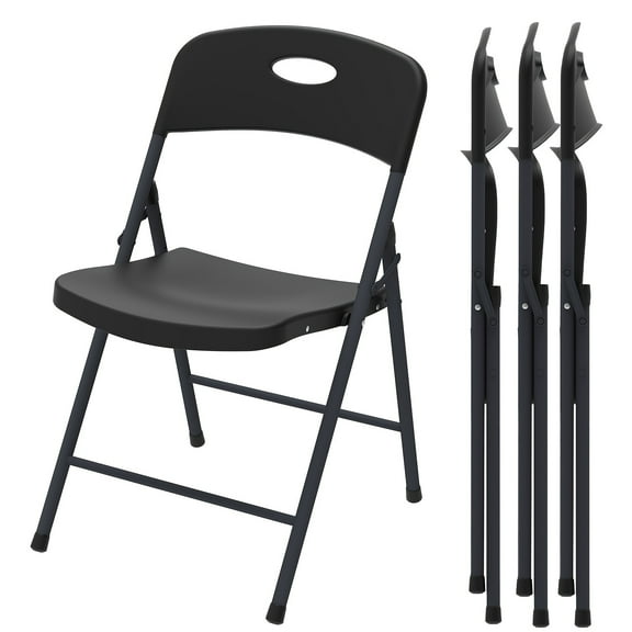 4 Pack 300 Lbs Folding Chairs - Enhanced Iron Frame Stackable Plastic Chairs for Indoor/Outdoor/Party/Wedding/Patio/Garden