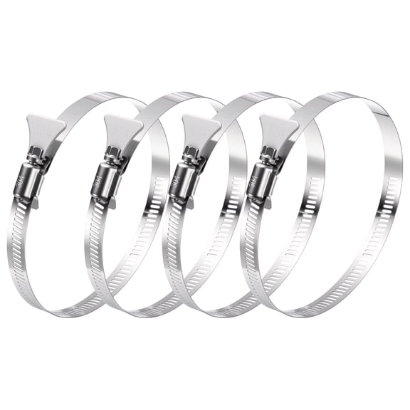 4 Pack 304 Stainless Steel Key Hose Clamps, 89-114mm (3 1/2" to 4 1/2") Adjustable Worm Gear Hose Clamp with Thumb Screw, Key-Type Dryer Vent Pipe Clamps for Plumbing Automotive