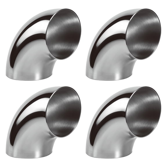 4 Pack 304 Stainless Steel Mandrel Bend Elbow, 90 Degree Exhaust Elbow Pipe, 3 Inch OD Mandrel Elbow, Thickness 16GA/.065" for Car Modified Exhaust Elbow Pipe, Stair Handrail, Exhaust System