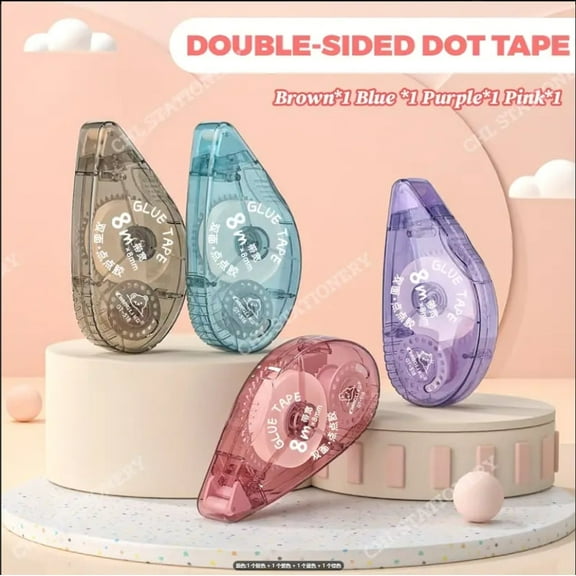 4-Pack 314INCH Rolling Double-Sided Tape​​ – The Perfect Back-to-School Gift for Summer! Ideal for Crafts & Art Projects, Extra-Large Capacity, Ultra-Smooth & Durable