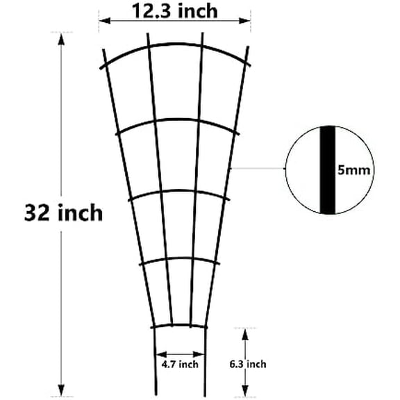 4 Pack 32'' Indoor Plant Trellis for Potted Plants Climbing Outdoor Metal Garden Trellis Houseplants Flowers Vine Ivy,Fan Shape, Black