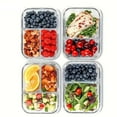 8 Pcs Glass Food Storage Containers with Lids, 2 & 3 Compartment Glass