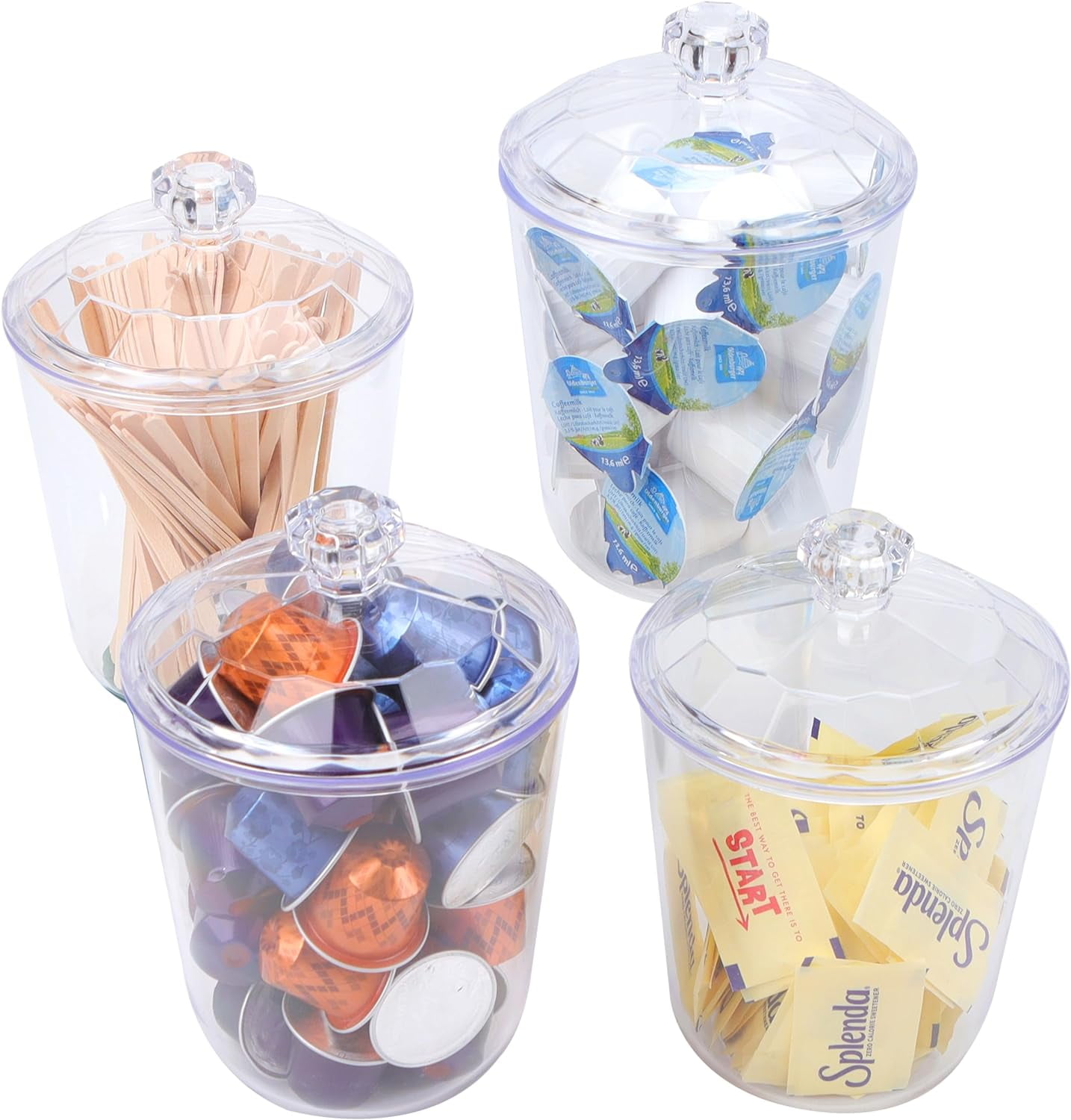4Pack 32 oz Large Qtips Holder Dispenser Bathroom Canisters Set for