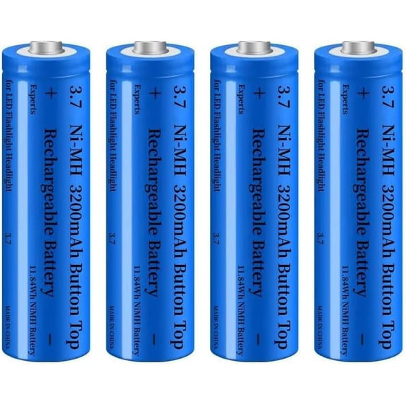Kanstar 4-Pack 3200mAh Ni-MH Rechargeable 3.7V Button-Top Batteries with Storage Box, Blue