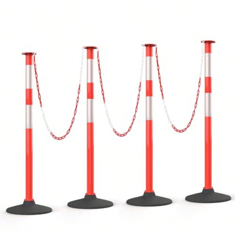 Weighted Posts 4 Pack 34 Inches Traffic Delineator Posts with Weighted Rubber Base ...