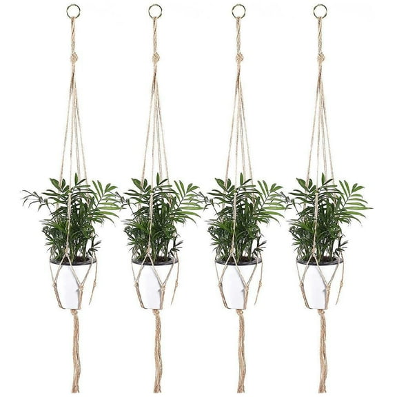 4 Pack 35 Inches Large Macrame Plant Hanger Rope to Hang Flower Pot Plant Holder for Indoor Outdoor Decorations, 4 Legs
