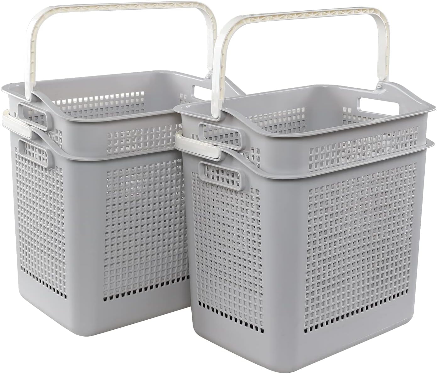 4-Pack 35 L Plastic Laundry Basket, Laundry Hamper with Handle ...