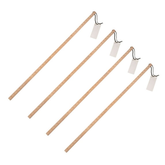 4 Pack 36" Fuel Tank Measuring Stick w/Leather Strap - Pine Wood Square Fuel Level Indicator Stick - Grade Rods