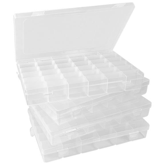 4 Pack 36 Grid Plastic Organizer Box With Dividers - Clear Small Craft Storage Container And Bead For  Diy Art Fishing Tackle Parts