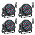 thumbnail image 1 of 4-Pack 36-LED RGB DJ Par Lights - Remote Control, DMX & Sound Sync Uplights for DJs, Weddings, Parties, Clubs & Stages, 1 of 8