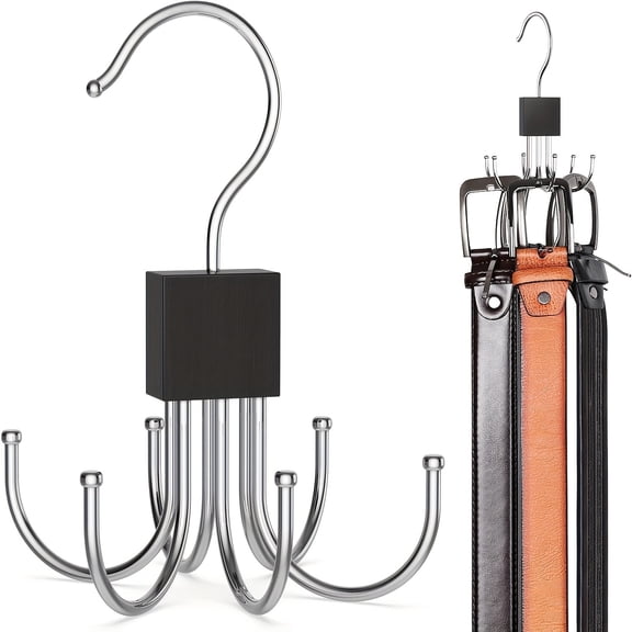 4-Pack Closet Organizer Hooks, Multi-Claw Belt Organizer & Belt Hanger for Closet Organization and Storage, Rotating Wardrobe Hangers
