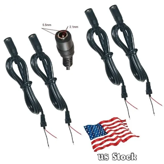 4-Pack 38 5.5X2.1Mm Dc Power Female Jack Pigtail Cables For Cctv