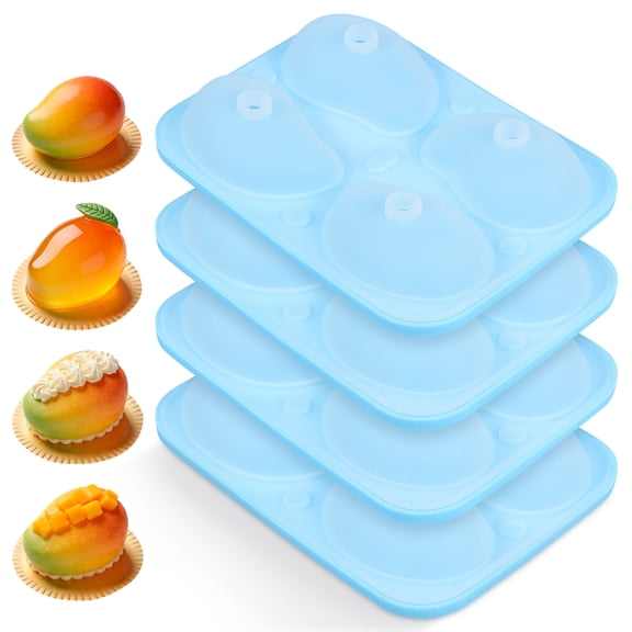 4-Pack 3D Mango Shape Cake Mold, 4 Cavity Silicone Molds  for Baking, Pastry, Ice Cream & Mousse Cake Decoration