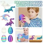 4-Pack 3D Printed Dragon Egg Collection, Fully Articulated Reptile Figurines, Realistic 3D Printed Animals Model, Mythical Creature Gift for Adults, Office Desk Display