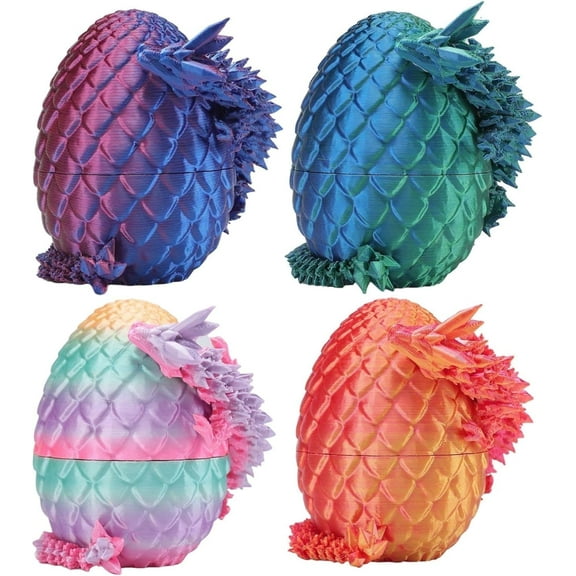 4PCS  8.66in 3D Printed Dragon Eggs with Dragon Inside – Mystery Crystal Dragon Egg,  3D Printed Animals Fidget Toys,Executive Desk Toys Kids & Collectors