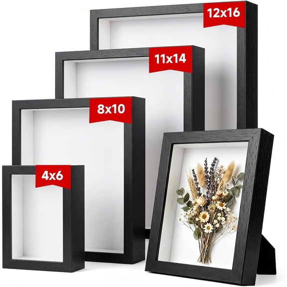 4 Pack 3D Shadow Box Frame Display Case Set for 4x6/8x10/11x14/12x16 Photos
